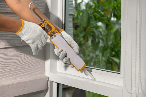 Construction Worker Using Silicone Sealant 600nw 2480425877